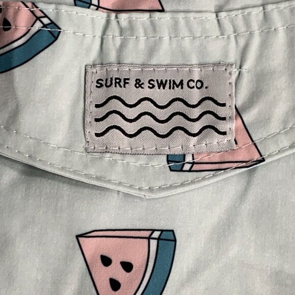Surf & Swim Co 17” Stretch Volley Swim Shorts Watermelon Print Green Size Large - Picture 8 of 12